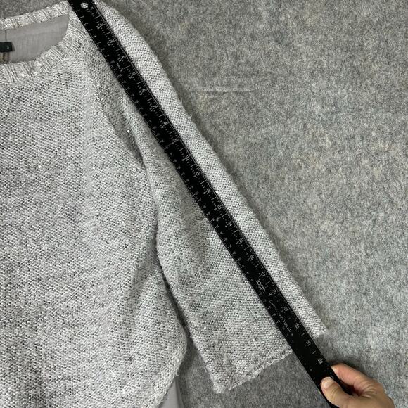 THML Sweater Womens Small Gray Knit Sequin Pullover Chiffon Underlay Buttons - Picture 8 of 8
